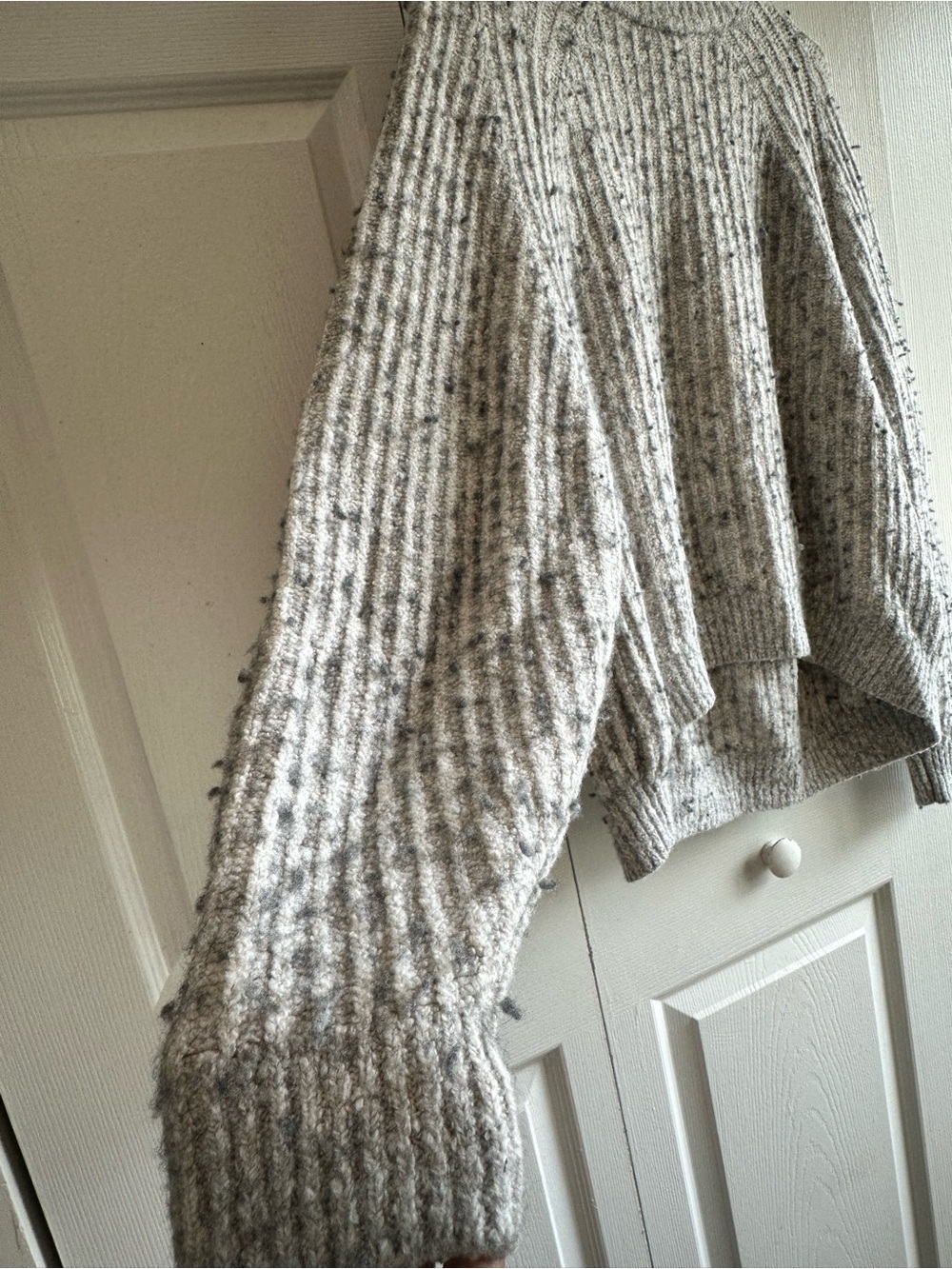 Madewell Donegal & Northfield Mockneck Cream Speckle Sweater Cotton & Wool Blend - Picture 4 of 6